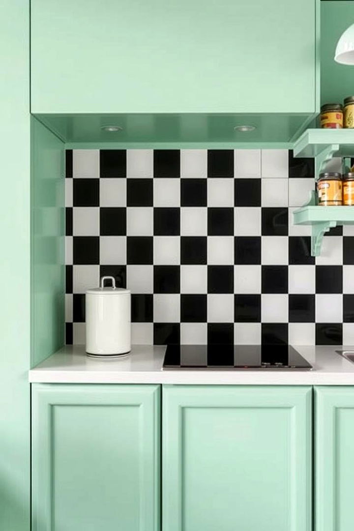 Bold Checkerboard Design - 22 Black and White Kitchen Backsplash Ideas