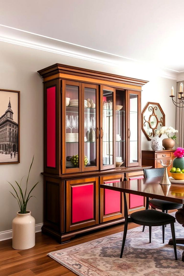Bold Color Accent Hutch - 22 Dining Room Hutch Ideas