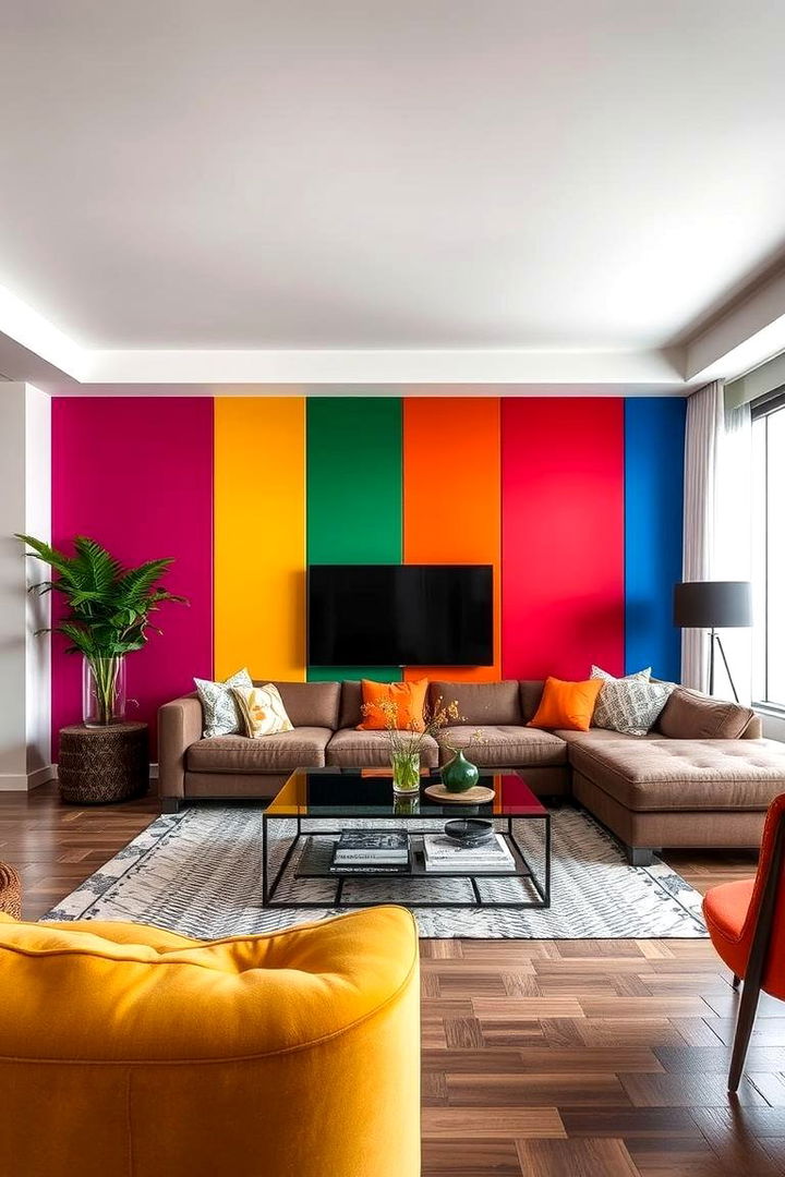 Bold Color Accent Panels - 22 Living Room Wainscoting Ideas