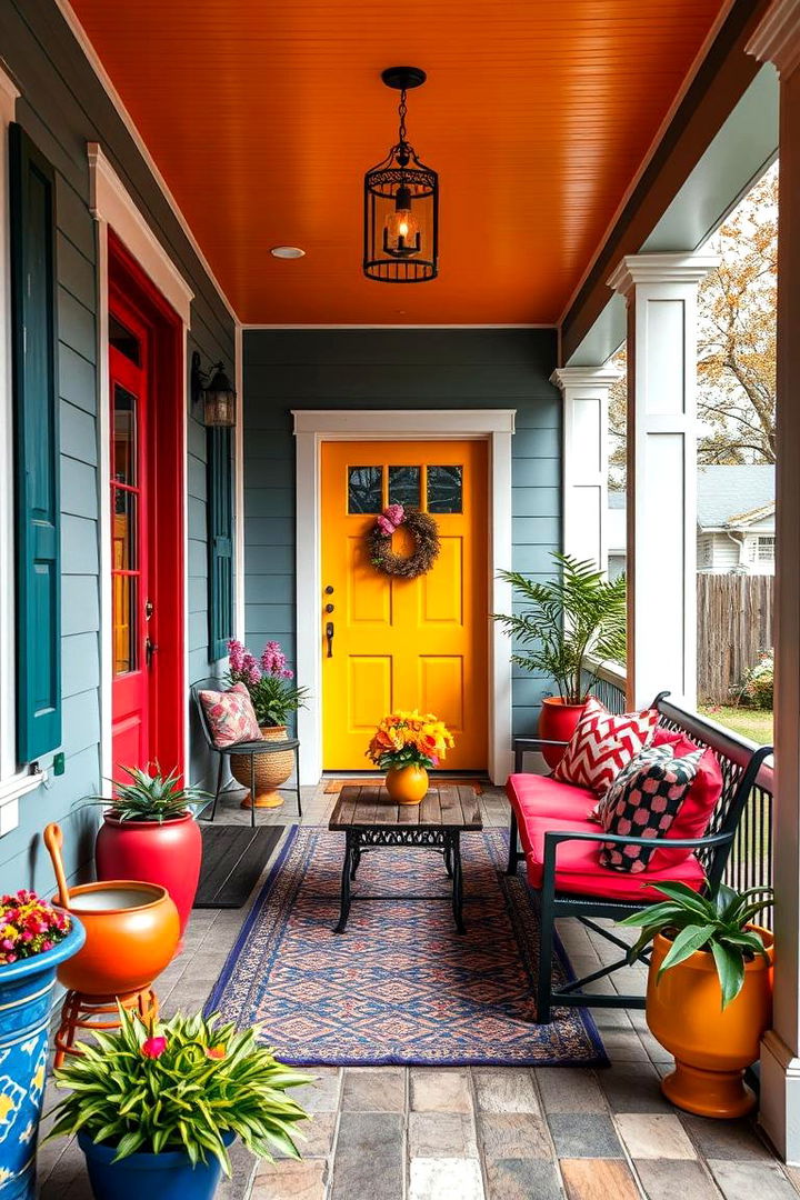 Bold Color Accent Porches - 22 Lanai Porch Ideas