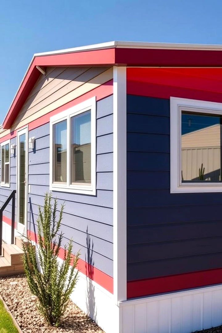 Bold Color Accent Siding - 22 Mobile Home Siding Design Ideas