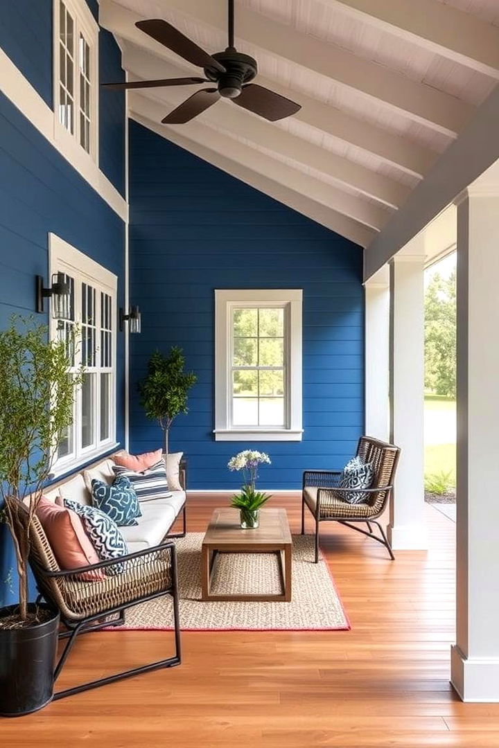 Bold Color Accent Walls - 22 Barndominium Front Porch Ideas