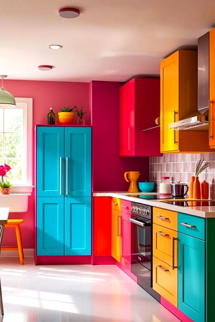 Bold Color Accented Cabinets - 22 Kitchen Cabinet Ideas