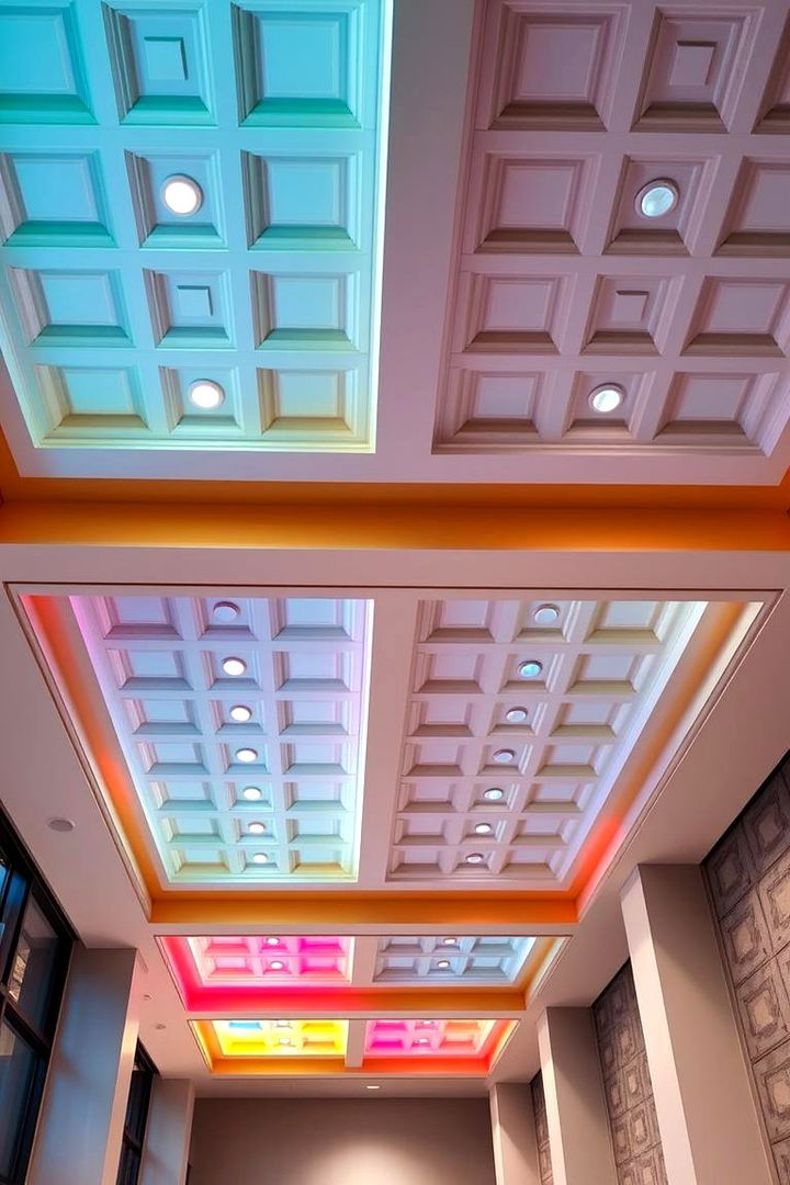 Bold Color Accents - 22 Coffered Ceiling Ideas