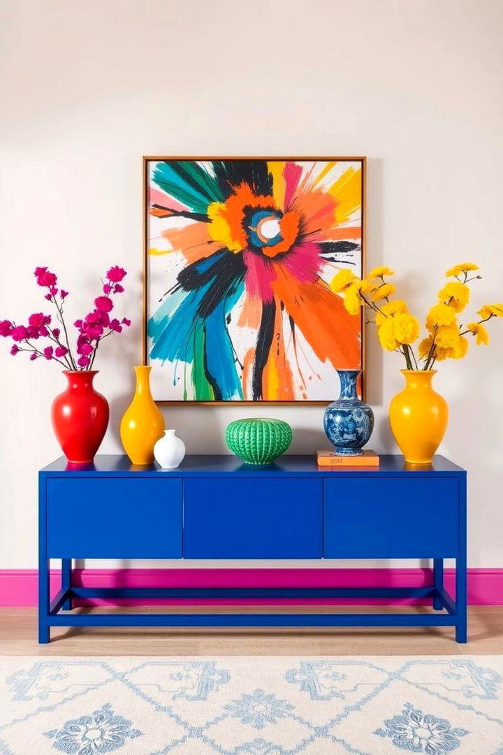 Bold Color Accents - 22 Console Table Decor Ideas