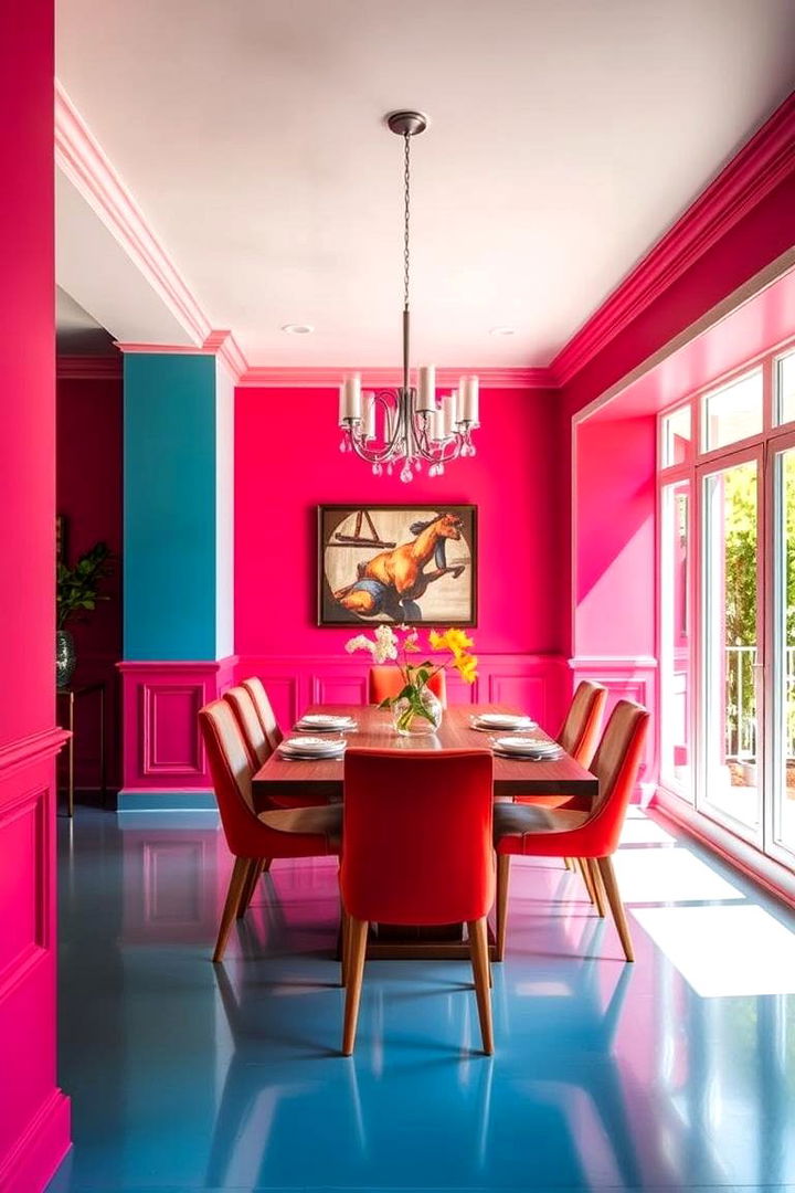 Bold Color Accents - 22 Dining Room Wainscoting Ideas