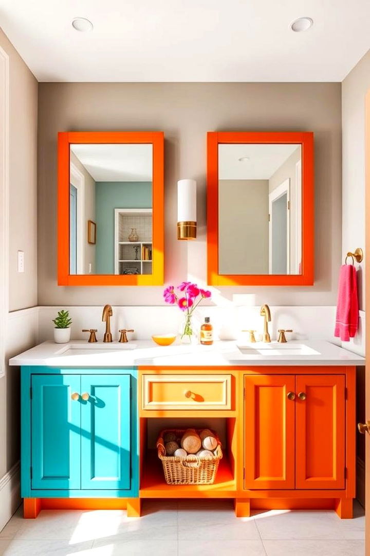 Bold Color Accents - 22 Double Vanity Bathroom Ideas