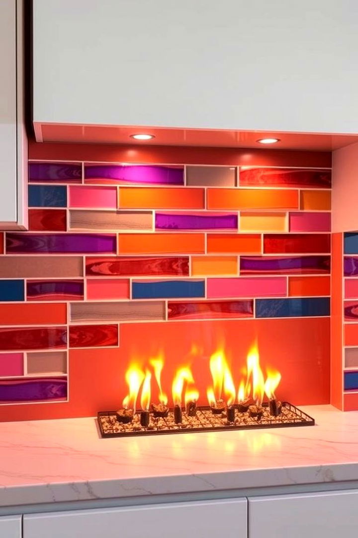 Bold Color Accents - 22 Fireplace Backsplash Ideas