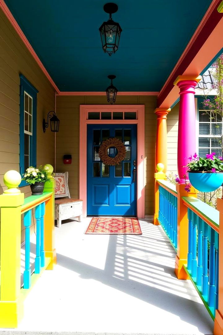 Bold Color Accents - 22 Front Porch Railing Ideas