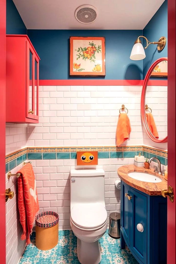 Bold Color Accents - 22 Guest Bathroom Ideas