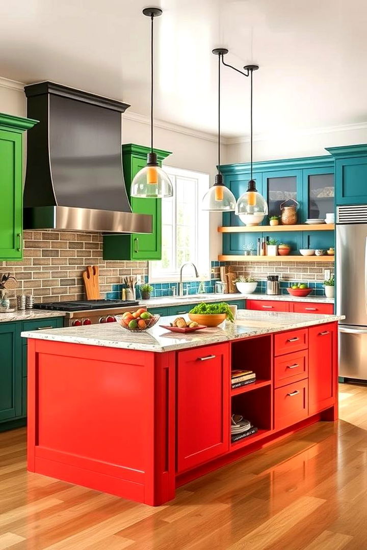 Bold Color Accents - 22 kitchen island decor ideas