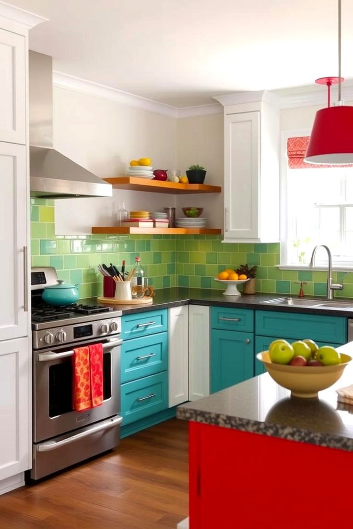 Bold Color Accents - 22 l shaped kitchen ideas