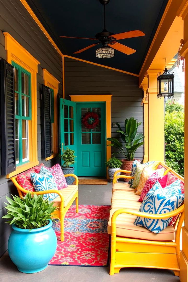 Bold Color Accents - 22 Large Front Porch Ideas