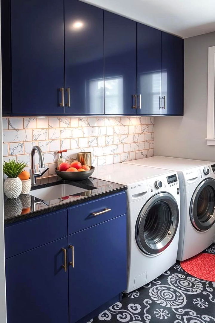 Bold Color Accents - 22 Laundry Room Countertop Ideas