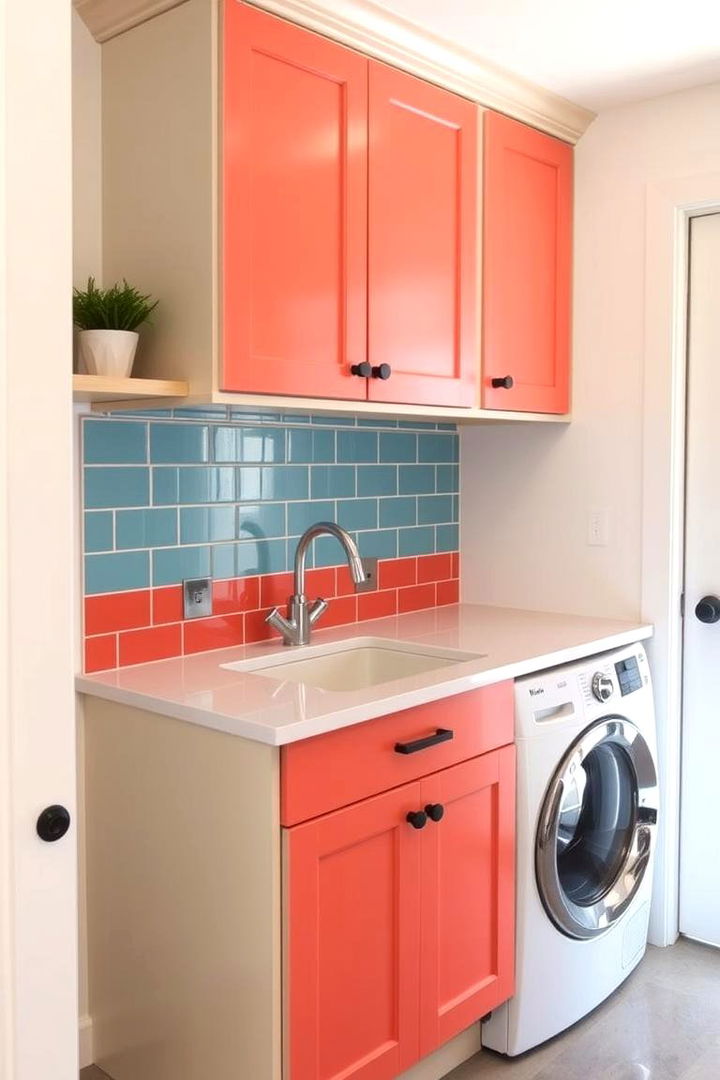 Bold Color Accents - 22 Laundry Room Sink Ideas