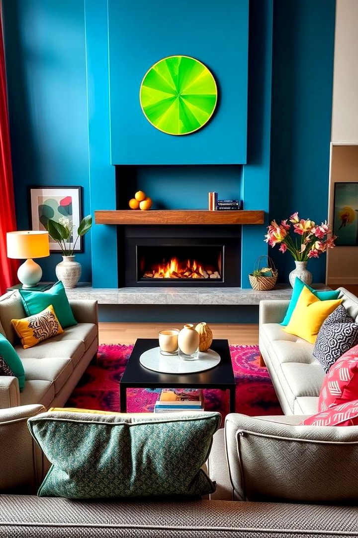 Bold Color Accents - 22 Living Room Ideas With Sectionals and Fireplace