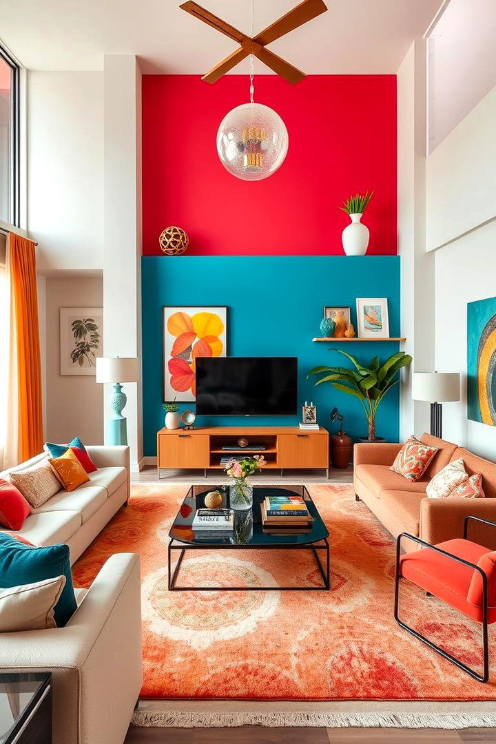 Bold Color Accents - 22 Mens Living Room Ideas