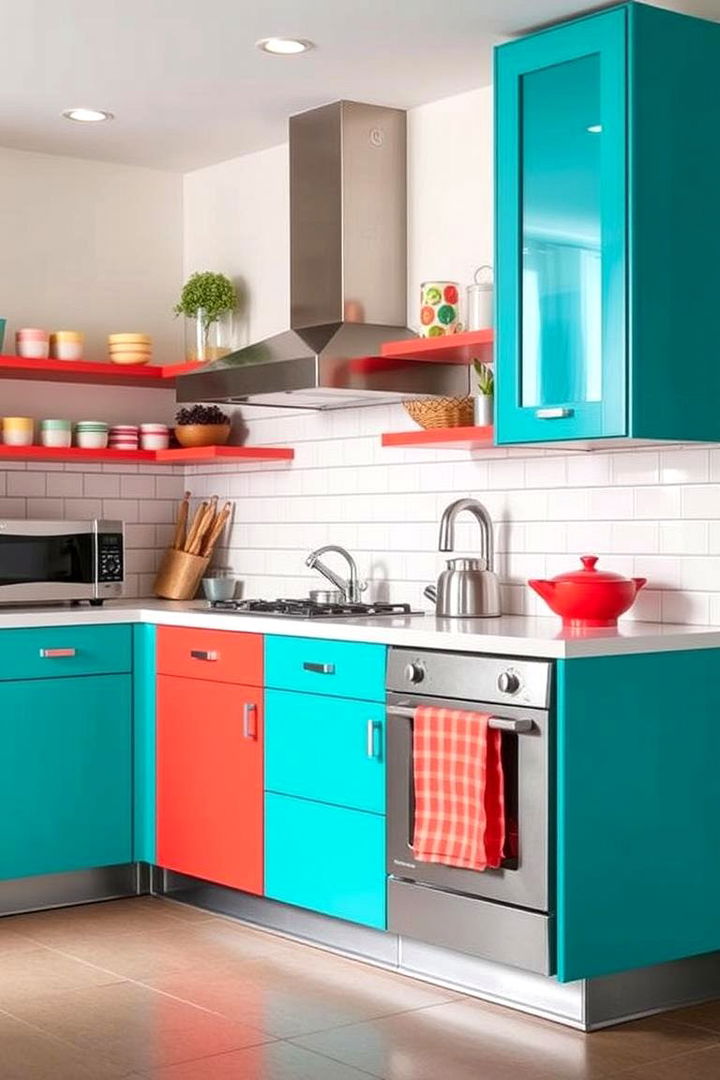 Bold Color Accents - 22 Mid-century Modern Kitchen Ideas