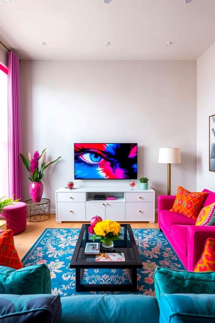 Bold Color Accents - 22 Tv Room Ideas