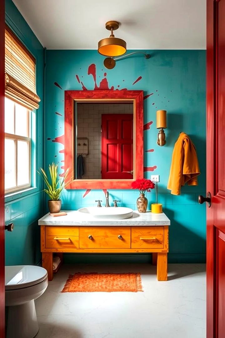 Bold Color Accents Inspired by the West - 22 Western Bathroom Ideas