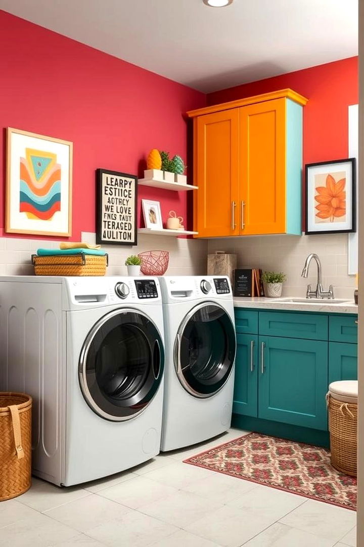 Bold Color Accents for Energy - 22 Laundry Room Decor Ideas
