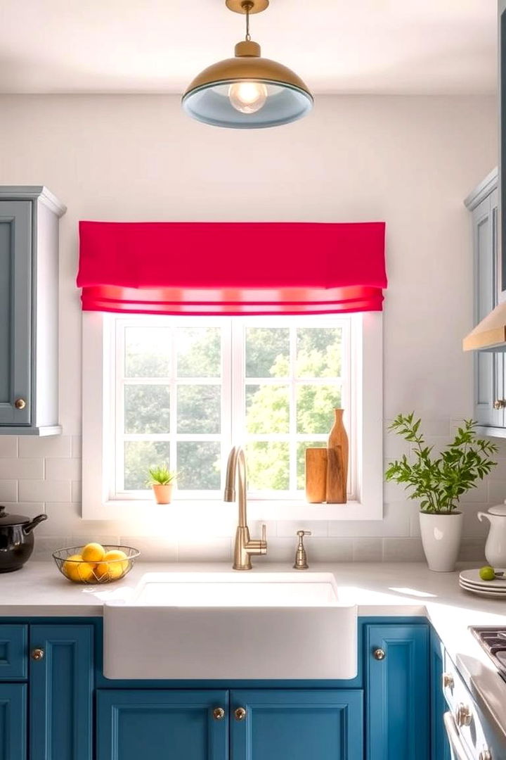 Bold Color Accents in Kitchen Valances - 22 Kitchen Valance Ideas