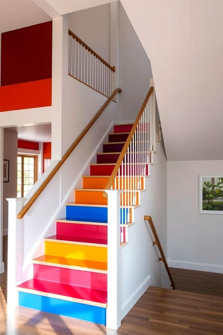 Bold Color Accents in Open Staircases - 22 Open Staircase Ideas