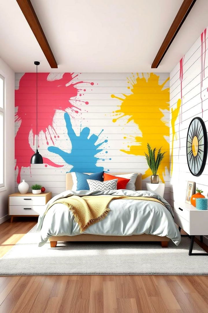 Bold Color Accents on Shiplap - 22 Shiplap Bedroom Ideas