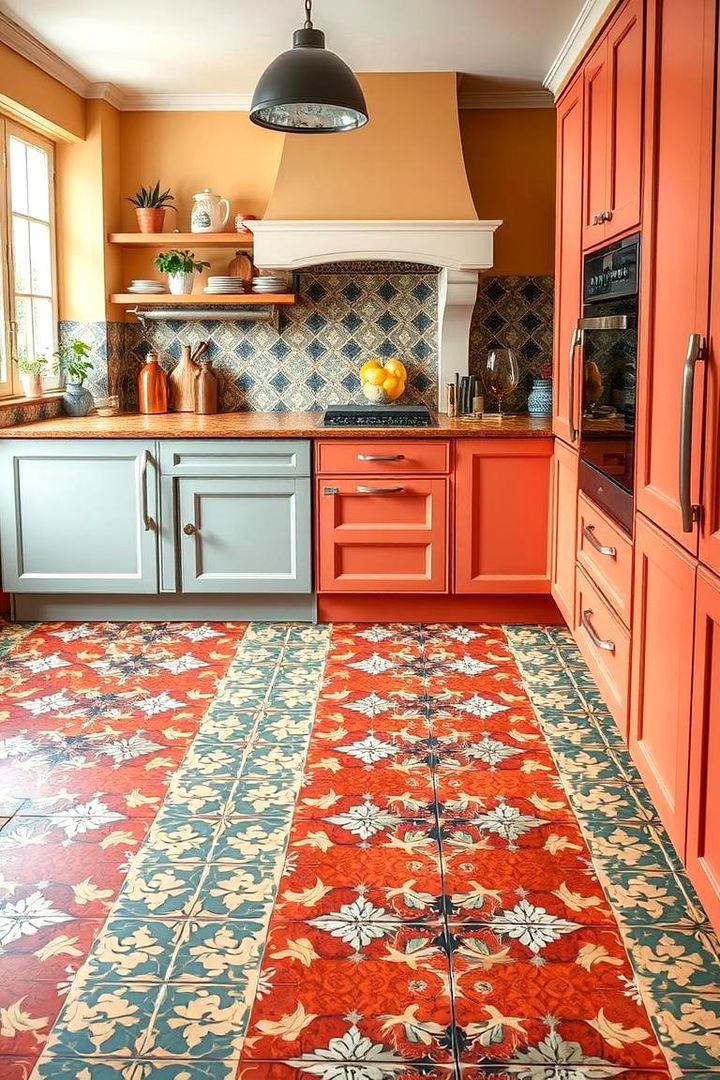 Bold Color Accents with Terracotta - 22 Terracotta Kitchen Floor Ideas