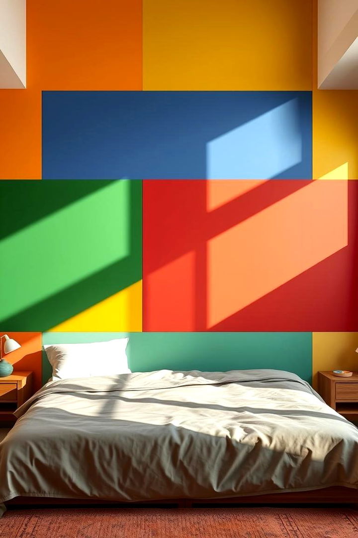 Bold Color Blocking to Energize the Space - 22 Bedroom Wall Painting Ideas