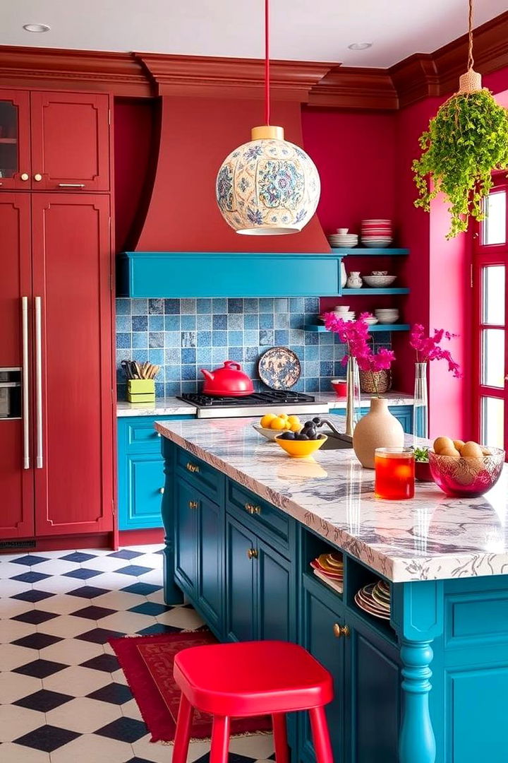 Bold Color Burst - 22 Kitchen Island Centerpiece Ideas