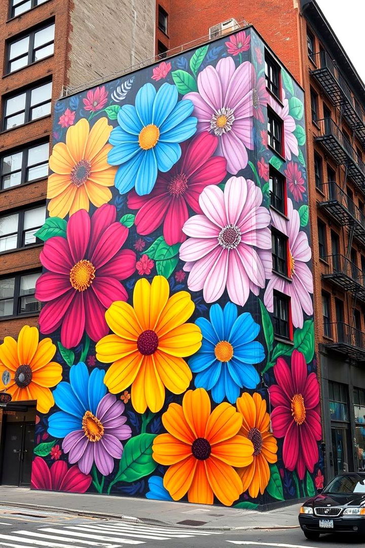 Bold Color Collage - 22 Flower Murals on Buildings