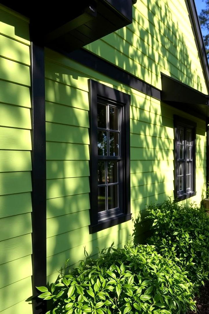 Bold Color Combination Appeal - 22 Green House Exterior With Black Trim