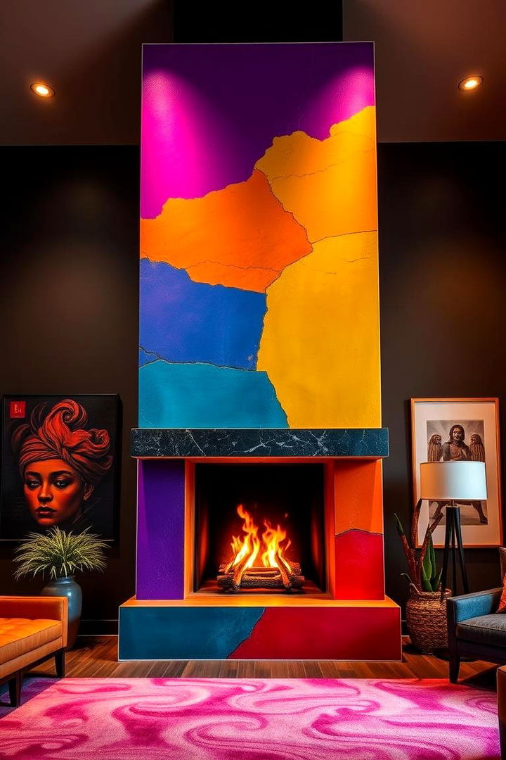 Bold Color Contrast - 22 Two-story Fireplace Ideas