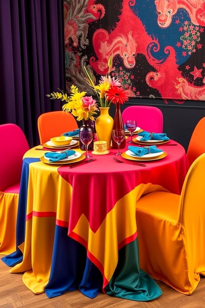 Bold Color Contrast Display - 22 Round Table Decor Ideas