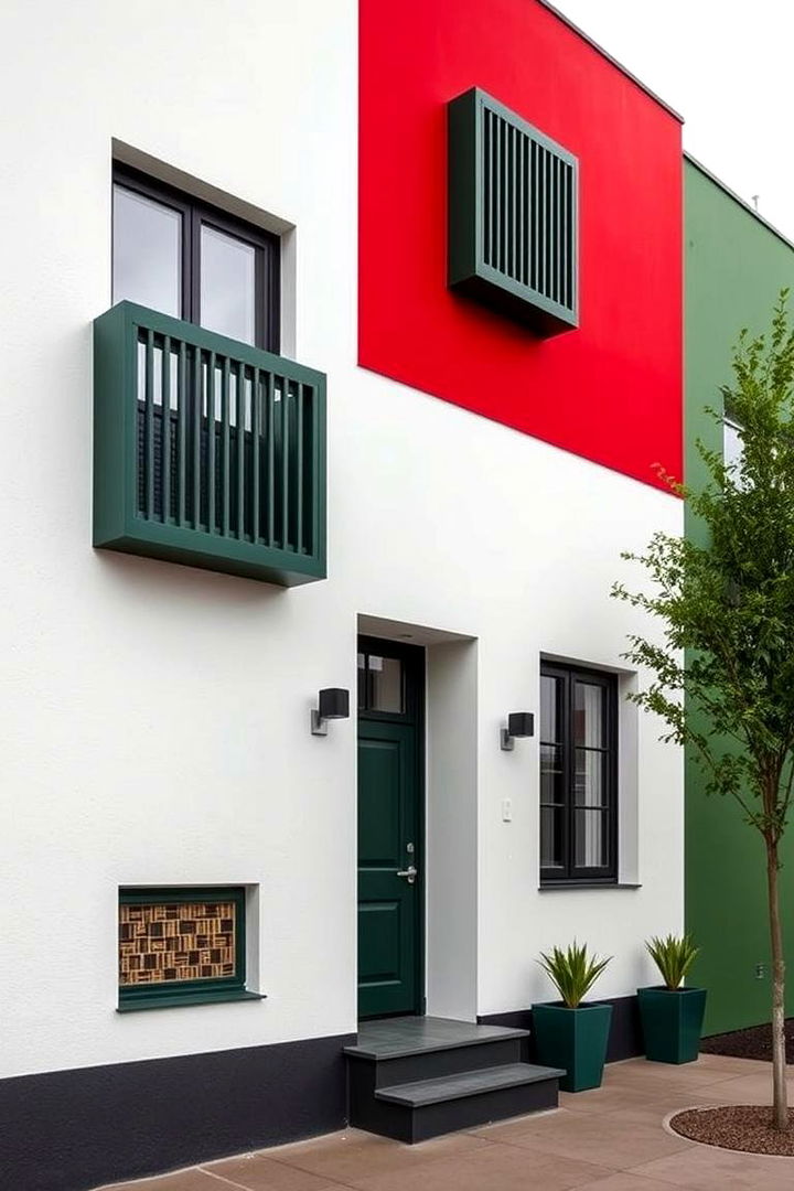 Bold Color Contrast with Dark Green - 22 Dark Green Exterior Ideas