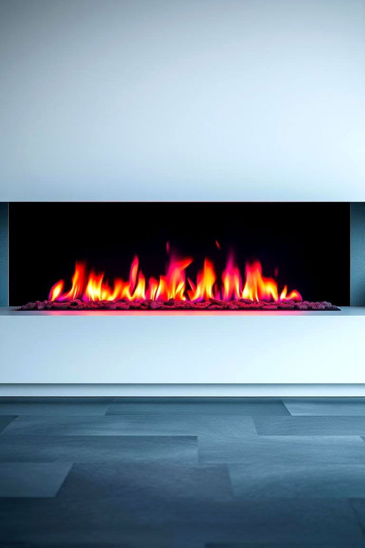 Bold Color Contrasting Design - 22 linear fireplace ideas