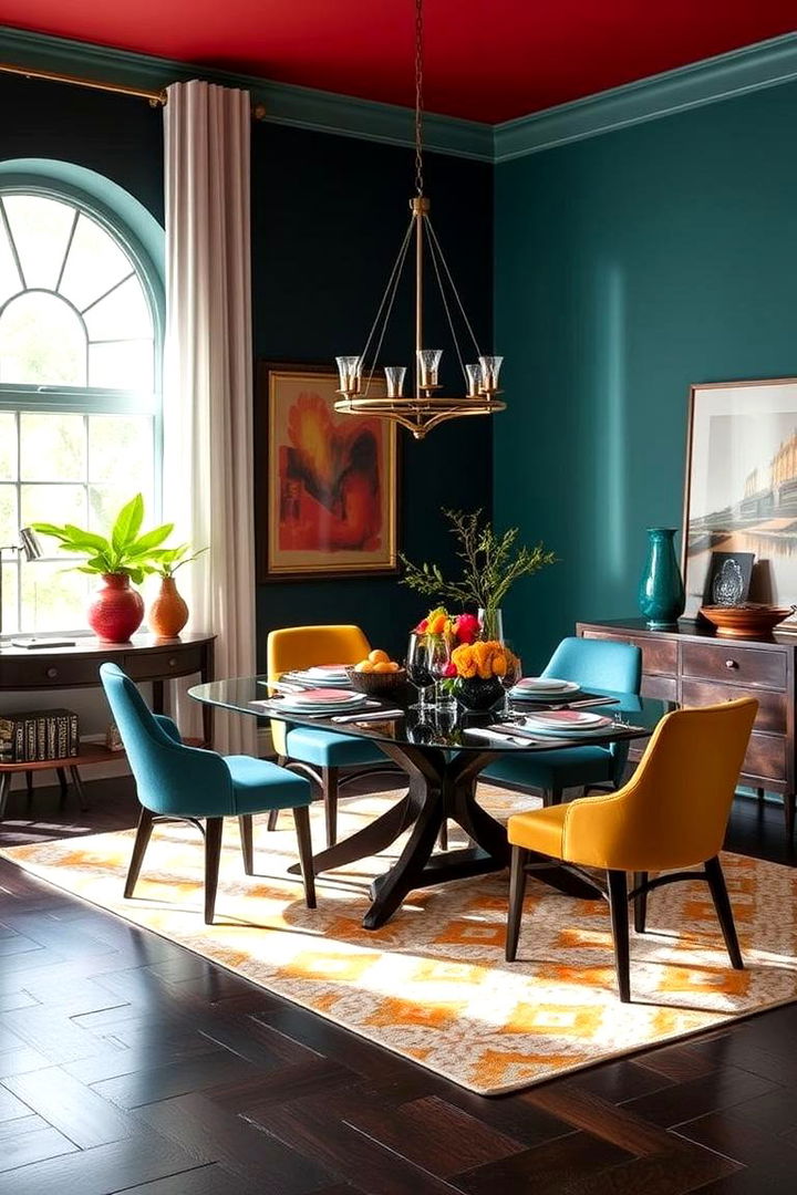Bold Color Contrasts - 22 masculine dining room ideas