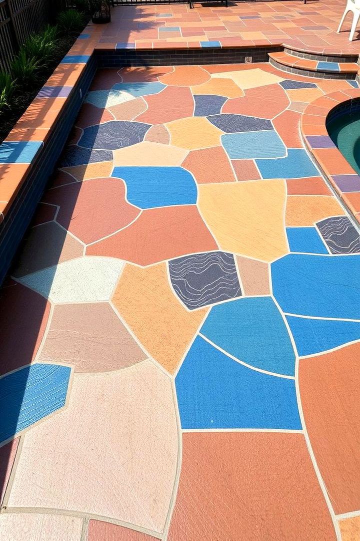 Bold Color Contrasts - 22 Stamped Concrete Pool Deck Ideas