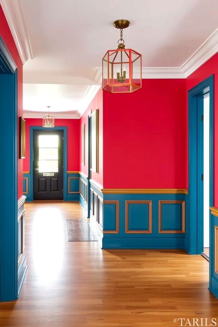 Bold Color Contrasts - 22 Wainscoting Entryway Ideas
