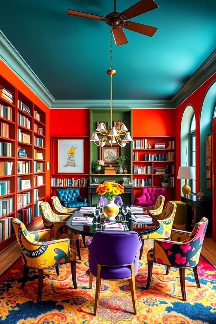Bold Color Inspirations - 22 Library Dining Room Combo Ideas