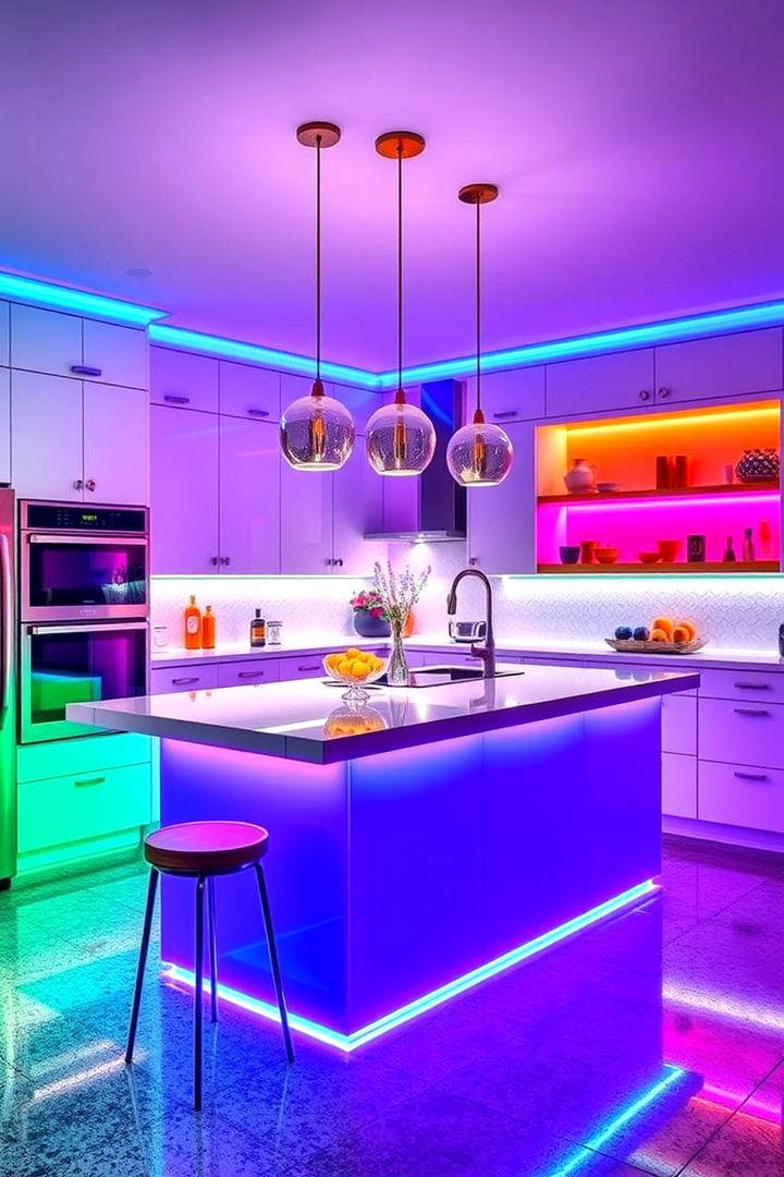 Bold Color Lighting Accents - 22 Kitchen Island Lighting Ideas