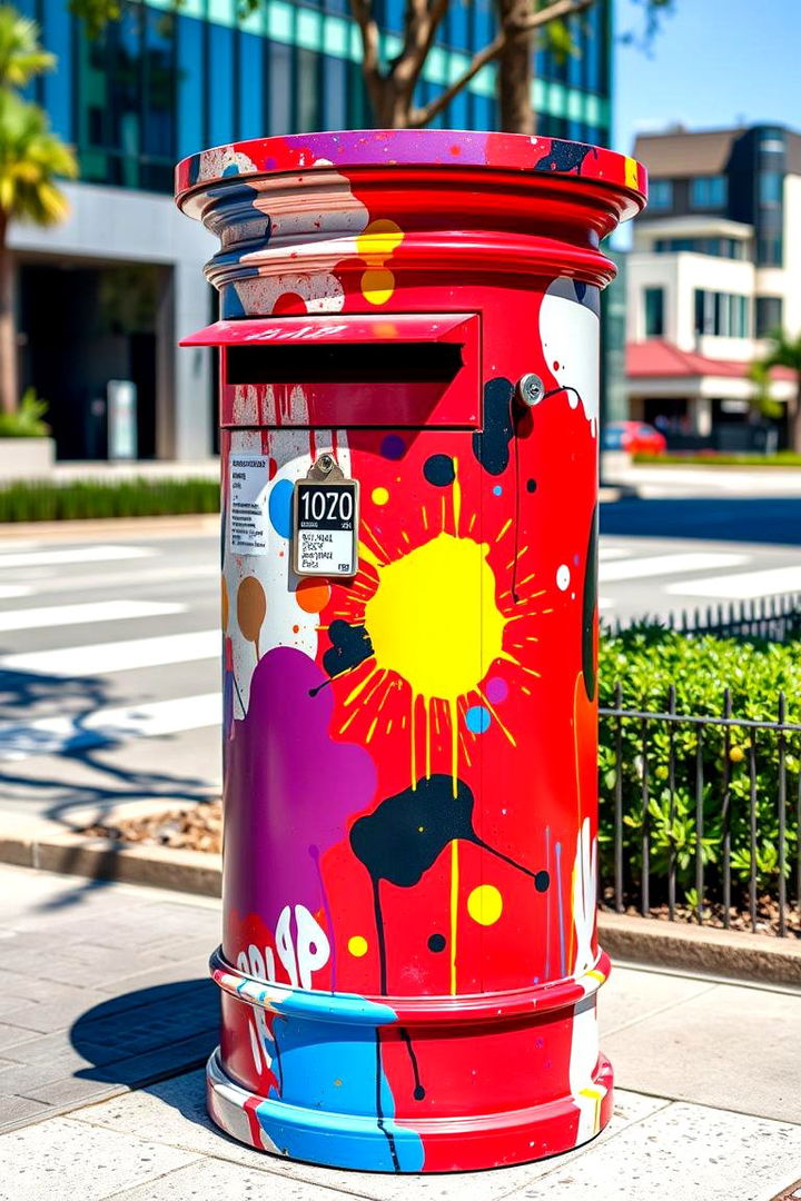 Bold Color Mailbox Post - 22 Mailbox Post Ideas