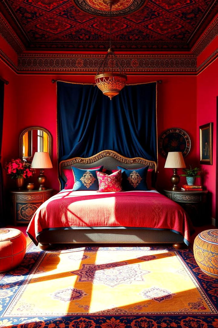 Bold Color Palette - 22 Moroccan Themed Bedroom Ideas