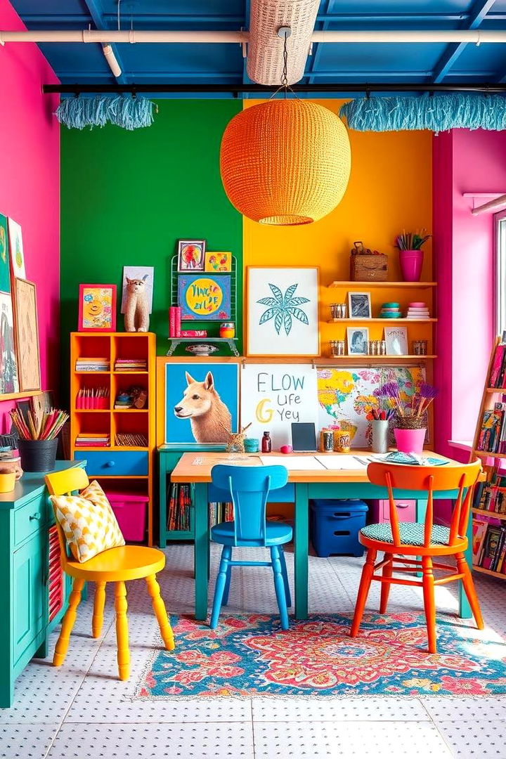 Bold Color Palette - 22 Art Room Ideas