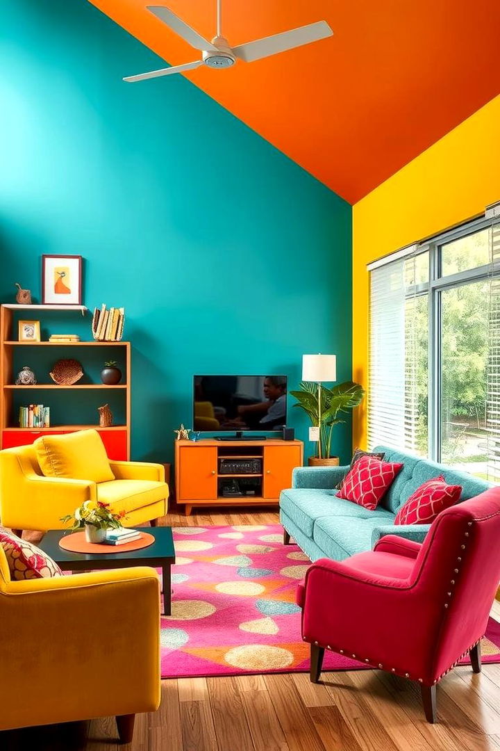 Bold Color Palettes - 22 1950s Living Room Ideas