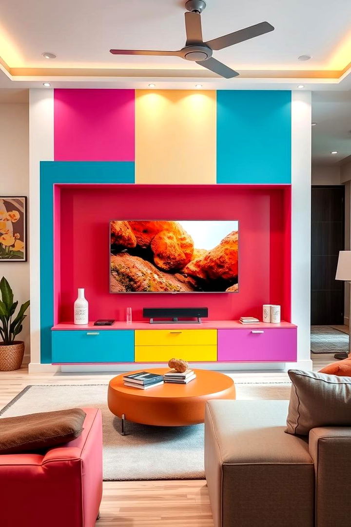 Bold Color Pop Design - 22 Tv Wall Ideas