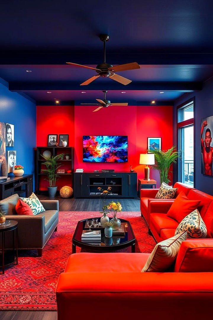 Bold Color Schemes - 22 Man Cave Living Room Ideas