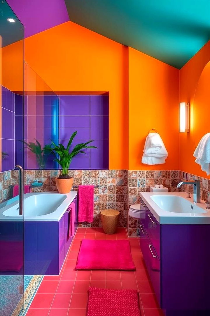 Bold Color Schemes - 22 Pool Bathroom Ideas