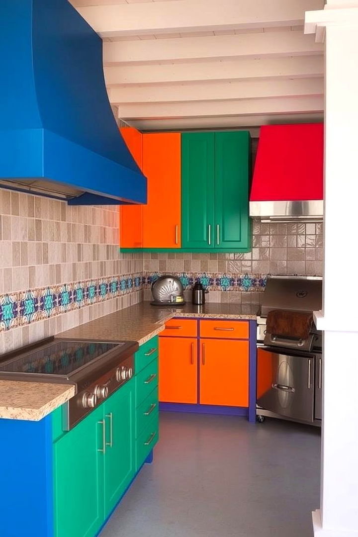 Bold Color Schemes to Inspire - 22 L Shaped Outdoor Kitchen Ideas